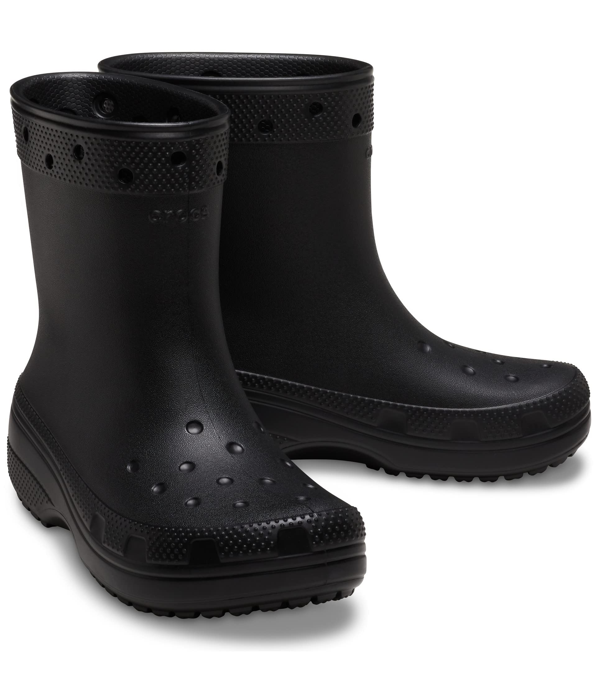 Crocs Unisex Classic Rain Boots, Black, 6 US Men