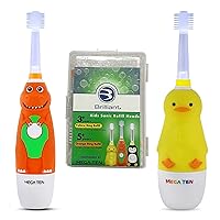 Brilliant Kids Sonic Toothbrush Dinosaur and Duck with 6 Pack of Replacement Heads for Children Age of 3…