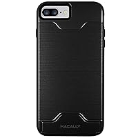 iPhone 7 Plus Kickstand Case, Macally Dual Layer Protective [Black] Case with Soft Flexible Inner Shell and Heavy Duty Outer Shell for Apple iPhone 7+