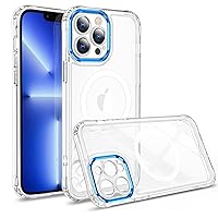 iPhone 13 Pro Max Case Custom Clear Wireless Charger Cover Magnetic Compatible with MagSafe,Ultra Slim Edges Protective TPU PC Hybrid Soft Phone Cover Case for iPhone 13 ProMax (Blue)