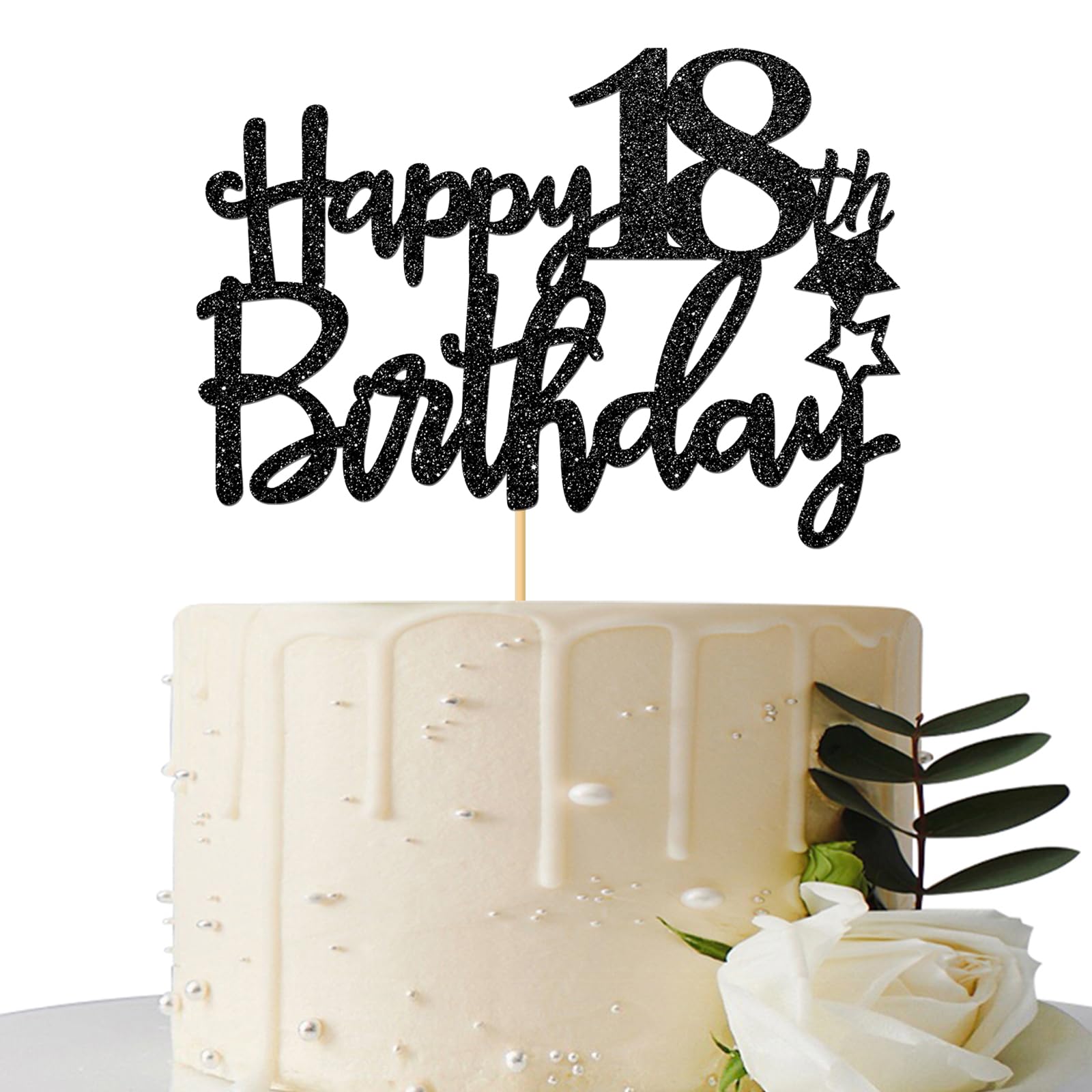 Mua Black Glitter Happy 18th Birthday Cake Topper - 18 Sign Cake ...