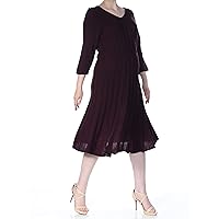 Connected Apparel Womens Plus Ribbed Three-Quarter Sleeves Sweaterdress