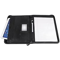 Universal UNV32665 10-3/4 in. x 13-1/8 in. Leather Textured Zippered PadFolio with Tablet Pocket - Black