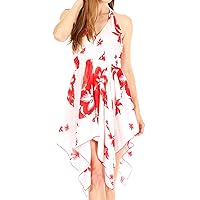 Sakkas Svana Women's V-Neck Spaghetti Strap Floral Print Summer Casual Short Dress