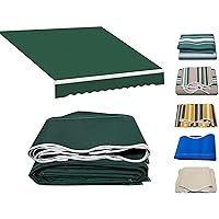 Retractable Sun Shade Patio Awning Replacement Fabric (Fabric Only) Outdoor Waterproof Sun Shade Top Cover 280g Polyester Canopy Cloth Screen for Window Door Market Deck(Size:8x6.5ft,Color:Green)