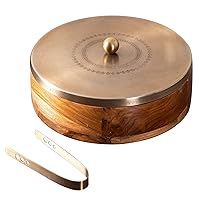 wooden with brass plated casserole for gift item/chapatis/momos/breads/snacks