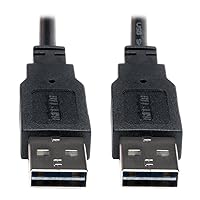 Tripp Lite Universal Reversible USB 2.0 Hi-Speed Cable (Reversible A to Reversible A M/M) 6-ft.(UR020-006), Black