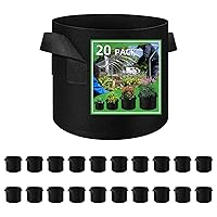 20 Pack 10 Gallon Plant Grow Bags, Breathable Felt Non-Woven Aeration Fabric Plant Grow Pots, Garden Planting Containers for Nursery Vegetable Flower Grow Bags with Handles (15.7x11.8inch)