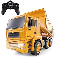 RC Dump Truck Toy, 6CH Remote Control Dump Truck for Boys 4-7 8-12, Construction Vehicles Toys with Light Music, Birthday Gifts Ideas for Kids Adults, 1:18 Scale Trucks (with Gift)
