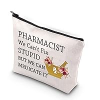 Pharmacist Makeup Bag Thank You Gifts for Pharmacist Pharmacy Tech Canvas Bag Graduation Gift for Her (PHARMACIST We Can't Fix STUPID)