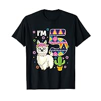 Llama 5th Birthday Outfit 5 Year Old Cute Alpaca Cactus T-Shirt