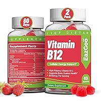 Vitamin B12 Gummies 6000 mcg, Extra Strength B12 Vitamins for Energy Metabolism Support, Natural Strawberry Flavor, 120Ct
