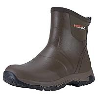 HISEA Excursion Pro Men's Rain Boots Ankle Height Rubber Neoprene Hunting Boots Waterproof Insulated Outdoor Work Booties for Hunting Gardening Farming Hiking Camping and Mud Working