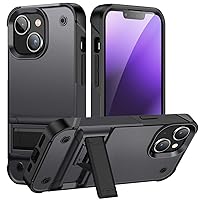 Case for iPhone 15Pro Max/15 Pro/15 Plus/15, Rugged Military Grade Drop Protection Full-Body Shockproof CaseCover with Hidden Holder Stand (15 Pro,Gray)