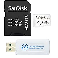 SanDisk High Endurance 32GB Micro SD Memory Card Works with Wyze Cam Outdoor, Wyze Cam v3 Smart Camera Class 10 (SDSQQNR-032G-GN6IA) Bundle with (1) Everything But Stromboli MicroSDHC & SD Card Reader
