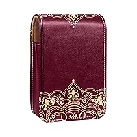 Arabian Style Arabesque Lipstick Case Lipstick Box Holder With Mirror, Portable Travel Lip Gloss Pouch, Waterproof Leather Cosmetic Storage Kit For Purse