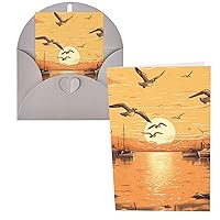 Blank Cards and Envelopes Seagulls Flying Over Print Greeting Cards Valentines Day Card Thank You Cards Congratulation Card For Birthdays, Party, Weddings
