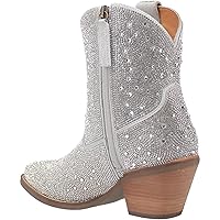 Dingo Womens Rhinestone Cowgirl Round Toe Casual Boots Ankle Mid Heel 2-3