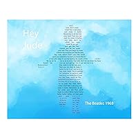 Hey Jude - Beatles Vintage Decor Lyrics Wall Art, This Retro Wall Decor Music Poster Print, is Great For Home Decor, Bedroom Decor, Office Decor, or Man Cave Room Decor Aesthetic, Unframed - 10x8