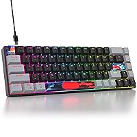 Owpkeenthy Portable 65% Percent Mechanical Gaming Keyboard, Mini Wired Ultra Compact RGB 68 Keys Office Keyboard with Red Switch Backlit for PC/PS5/XBOX(Dark/ 68 Red Switch)