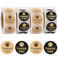 2000 PCS Dog Paw Print Thank You Stickers, 1 Inch Kraft Pet Paw Stickers Gold Foil Puppy Paw Envelope Seals Labels Stickers for Small Business, Pet Events, Kennels, Greeting Cards, 4 Rolls