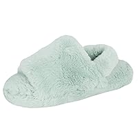 Jessica Simpson Girl's Plush Faux Fur Slip on House Slippers with Memory Foam