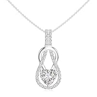 Natural Diamond Infinity Knot Heart Pendant for Women in Sterling Silver / 14K Solid Gold/Platinum