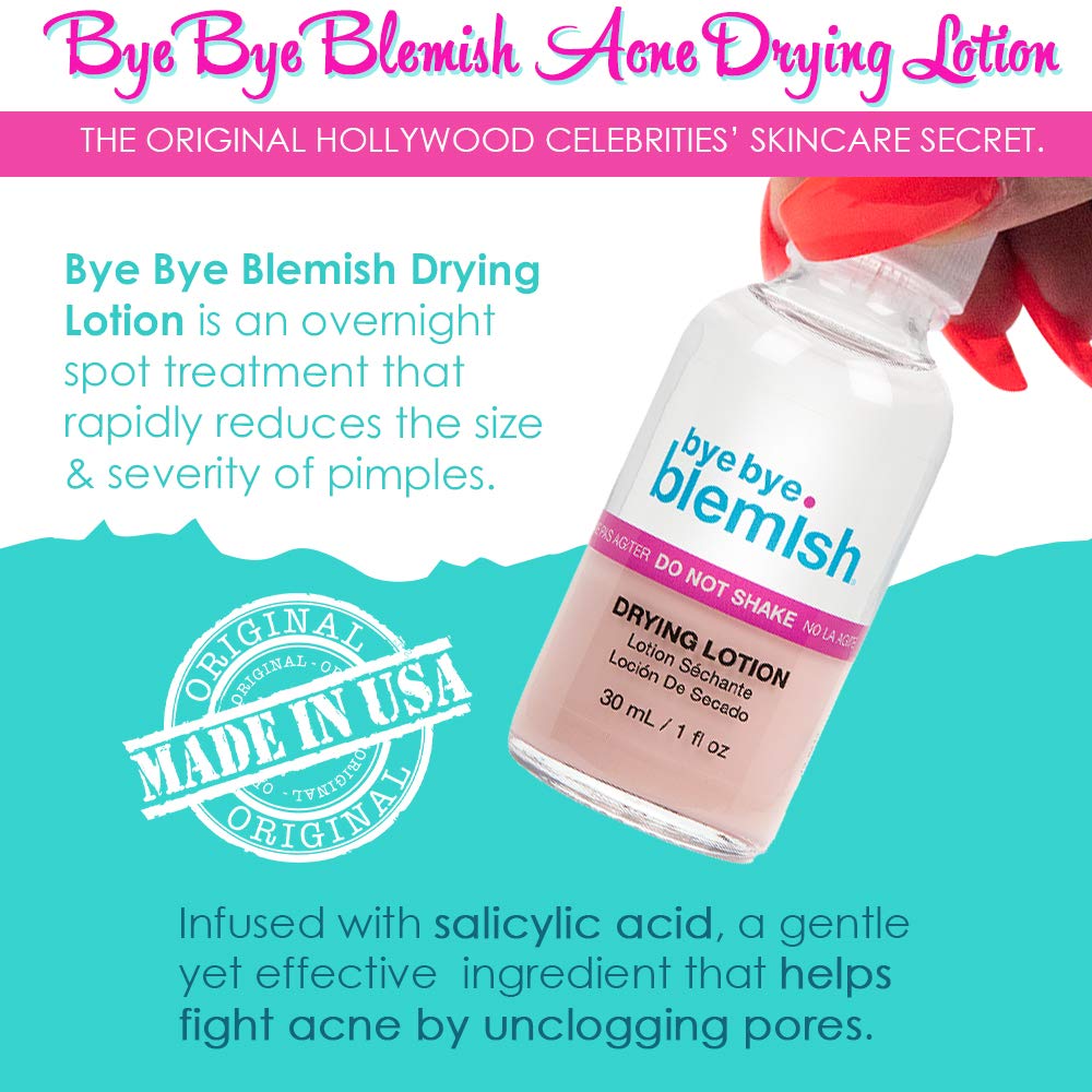 Bye Bye Blemish Acne Drying Lotion, Reduce Pimples Overnight 1oz, 1-Pack