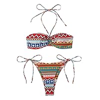 Trendy Swimsuits for Women 2024, Women's 2 Piece Swimsuit Tie Backless Top Side Thong Bikini 2X Plus, S XL