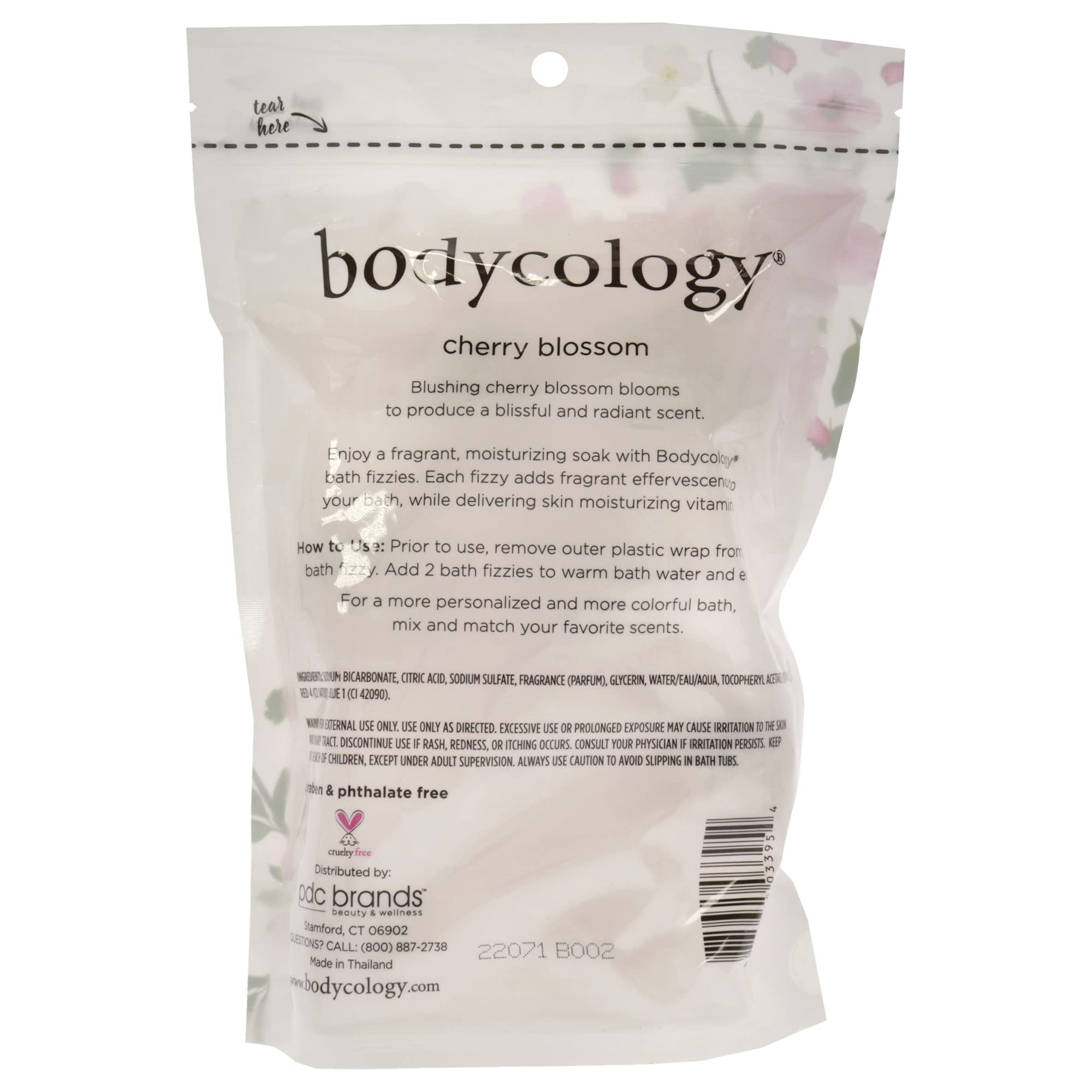 Bodycology Cherry Blossom Bath Fizzies Soak Balls, 8 Count