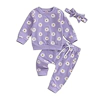 Douhoow Infant Baby Girl Outfit Baby Girl Flowers Sweatshirt Drawstring Pants Baby Girl Fall Winter Clothes