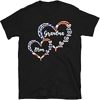 Personalized Mom Grandma and Grandkids Hearts Gift for Grandma Shirt, Leopard Heart Idea for Mom Grandma