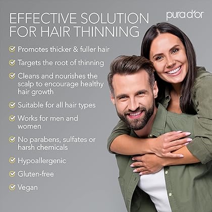 PURA D'OR Anti-Thinning Advanced Therapy Biotin Shampoo & Conditioner Hair Care Set, Clinically Proven, DHT Blocker Hair Thickening Products For Women & Men, Daily Routine Shampoo, 16oz x 2
