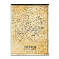 TANOKCRS Roermond Netherlands Vintage Map Poster Artwork Wall Art City Road Map Print Travel Souvenir Gift Home Decor Unframed 18x24 Inches 18 * 24 Inches