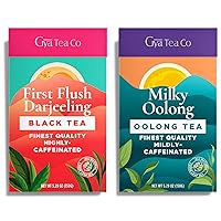Gya Tea Co First Flush Darjeeling Black Tea & Milk Oolong Tea Set - Natural Loose Leaf Tea with No Artificial Ingredients - Brew As Hot Or Iced Tea