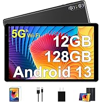 Tablet 10 Inch Android 13 Tablet PC 12GB RAM + 128GB ROM TF 1 TB Octa-Core 2.0 GHz, Google GMS | Bluetooth 5.0 | 5G WiFi | 6000mAh | 1280 * 800 | 5MP+8MP, Tablet with Case Black