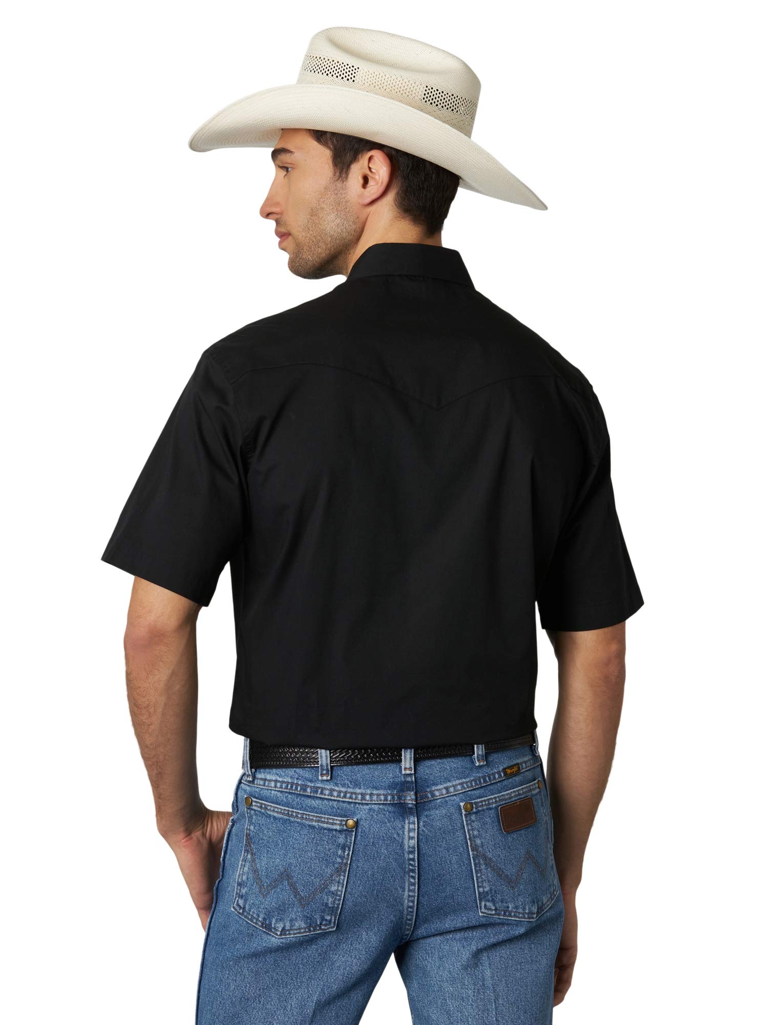 Wrangler Men's Sport Western Basic Two Pocket Short Sleeve Snap Shirt
