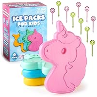 GET FRESH Mini Freezer Ice Packs for Kids Lunch Box – 4-Pack Unicorn Small Freezer Blocks for Cool Bags and Lunch Boxes – Colorful Mini Ice Blocks for Kids Lunch Boxes Bags with 10 Food Picks