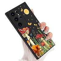 Compatible with Samsung Galaxy S24 Ultra Mushroom&Squirrel Case, Silicone Ultra Slim Shockproof Protective Phone Case for 6.8inch, Black