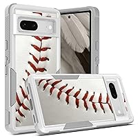 Phone Case for Google Pixel 8, Baseball Sports Pattern Shock-Absorption Hard PC and Inner Silicone Hybrid Dual Layer Armor Defender Case for Google Pixel 8