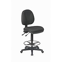 Office Star DC Series Deluxe Ergonomic Adjustable Padded Drafting Chair with 18.5 Inch Chromed Footring and Dual Wheel Carpet Casters, Icon Black Fabric