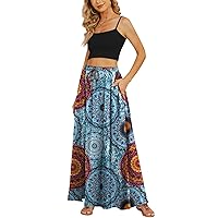 Yincro Women's Flowy Maxi Skirt Summer Pleated High Waisted Casual Long Skirts with Pockets