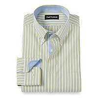 Paul Fredrick Men's Tailored Fit Non-Iron Cotton Stripe Dress Shirt