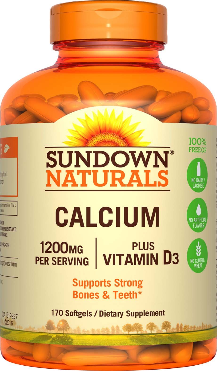 Sundown Calcium Plus Vitamin D3, 1200mg, Soft Gels, 170 Count