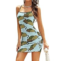 Cat Taco Sleeveless Mini Dresses for Women Backless Adjustable Slip Sundress Party Club