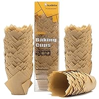 Katbite Tulip Cupcake Liners 200PCS, Muffin Baking Cupcake Liners Holders, Baking Cups, Cupcake Wrapper for Party, Wedding, Birthday, (Nature)