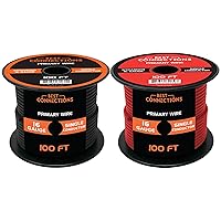 16-Gauge Automotive Primary Wire Bundle (100ft Each, Red & Black) | Ideal for Car Audio, Automotive, and Trailer | Durable Primary/Remote, Power/Ground Electrical Wiring