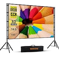 Projector Screen and Stand,Towond 100 inch Projection Screen Outdoor Indoor, Portable 16:9 4K HD Rear Front Movie Screen with Carry Bag Wrinkle-Free Design for Home Theater Backyard Cinema