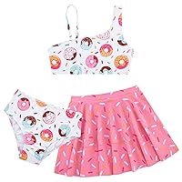 RAISEVERN Girls Swimsuit 3 Piece Bathing Suits Cute Quick Dry Bikini Tankini Sets with Cover Ups Beach Skirt for 5-12 Years