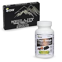 Sayan Shilajit Pure Organic Black Resin Mineral Tablets (60 ct.) & Siberian Chaga Mushroom Extract Capsules (90 ct.) Immune Boost Bundle - Supplement for Natural Detox, Energy, & Antioxidant Support
